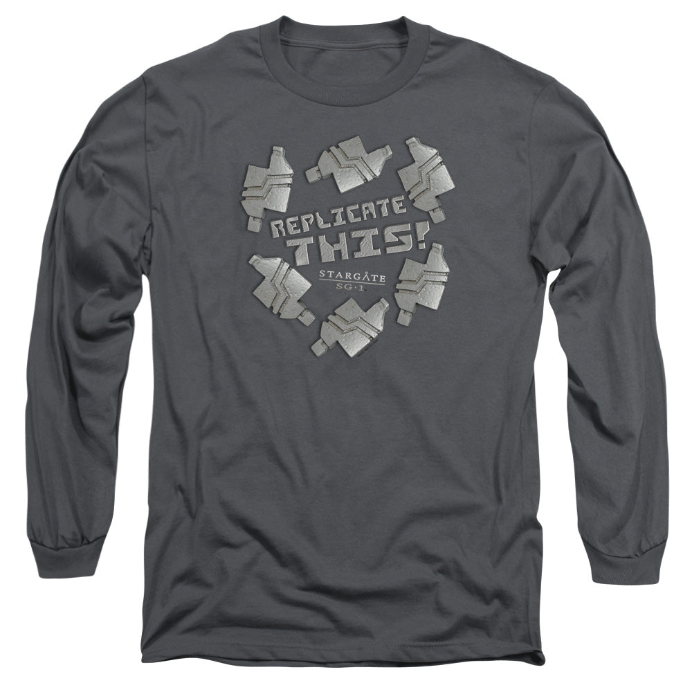 Sg1 Replicate This Mens Long Sleeve Shirt Charcoal Officially Licensed