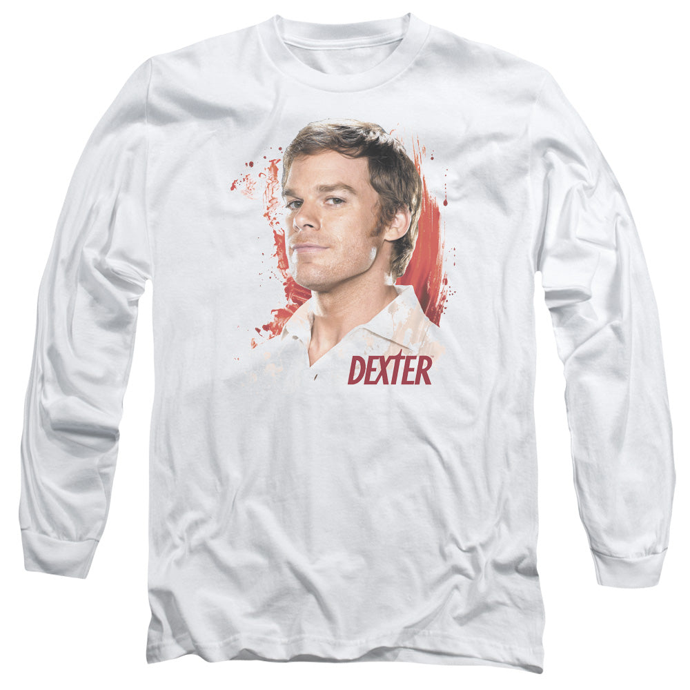 Dexter Blood Splatter Mens Long Sleeve Shirt White Officially Licensed