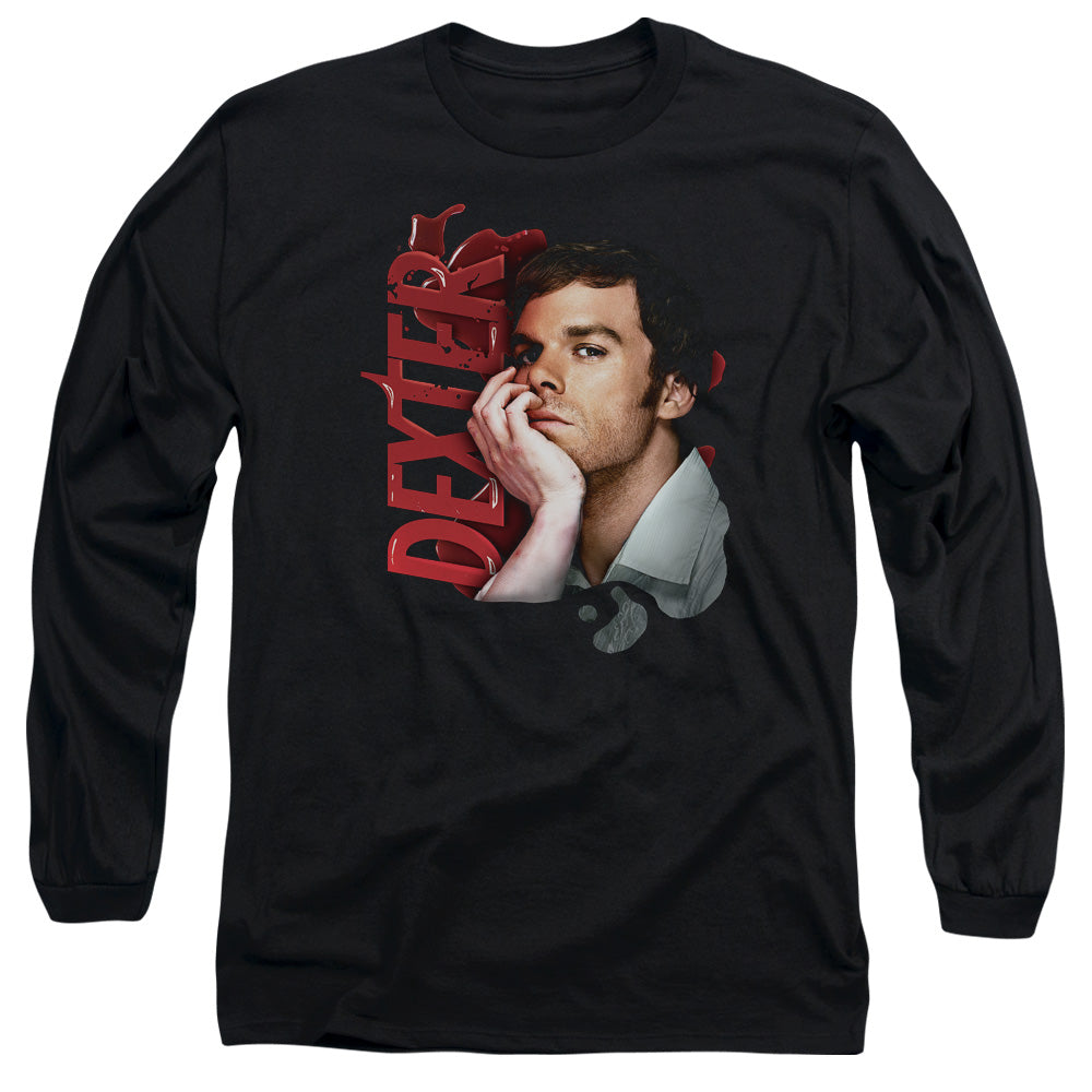 Dexter Layered Mens Long Sleeve Shirt Black Officially Licensed