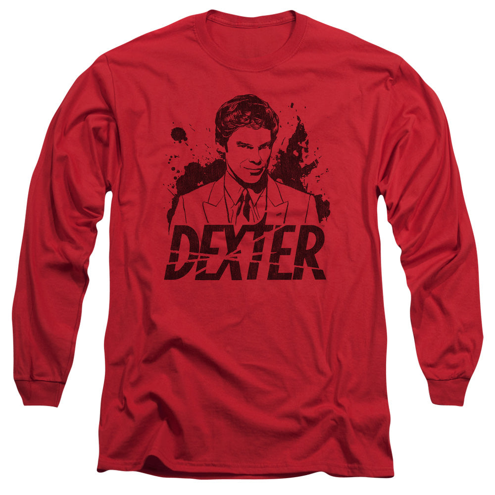 Dexter Splatter Dex Mens Long Sleeve Shirt Red Officially Licensed