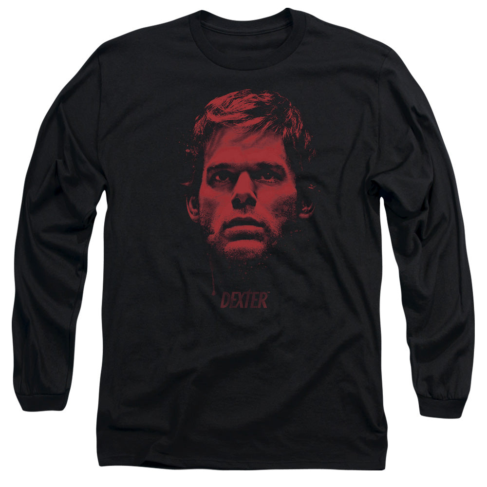Dexter Bloody Face Mens Long Sleeve Shirt Black Officially Licensed