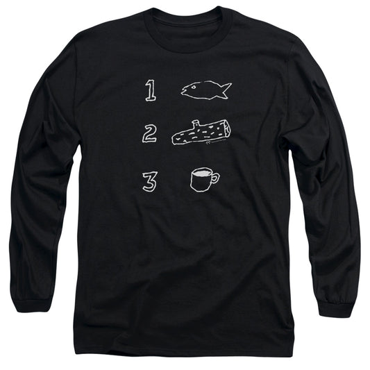 Twin Peaks Coffee Log Fish Mens Long Sleeve Shirt Black Officially Licensed