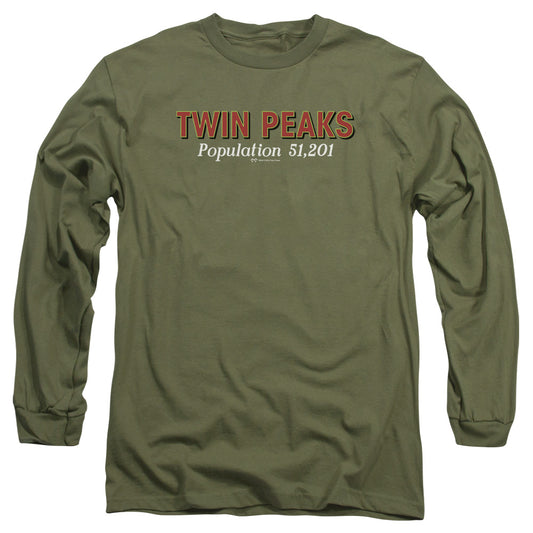 Twin Peaks Population Mens Long Sleeve Shirt Military Green Officially Licensed