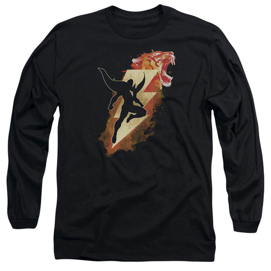 Shazam Movie Tiger Bolt Mens Long Sleeve Shirt Black Officially Licensed