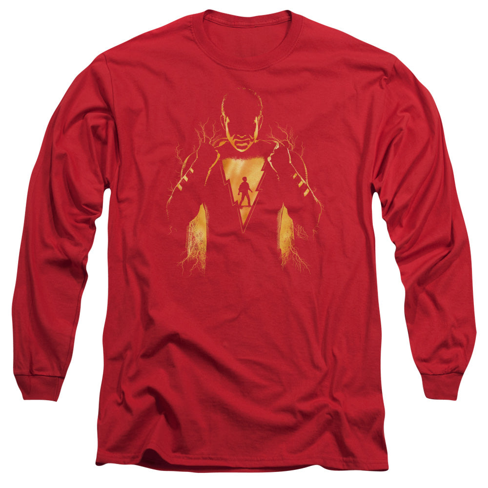 Shazam Movie Whats Inside Mens Long Sleeve Shirt Red Officially Licensed