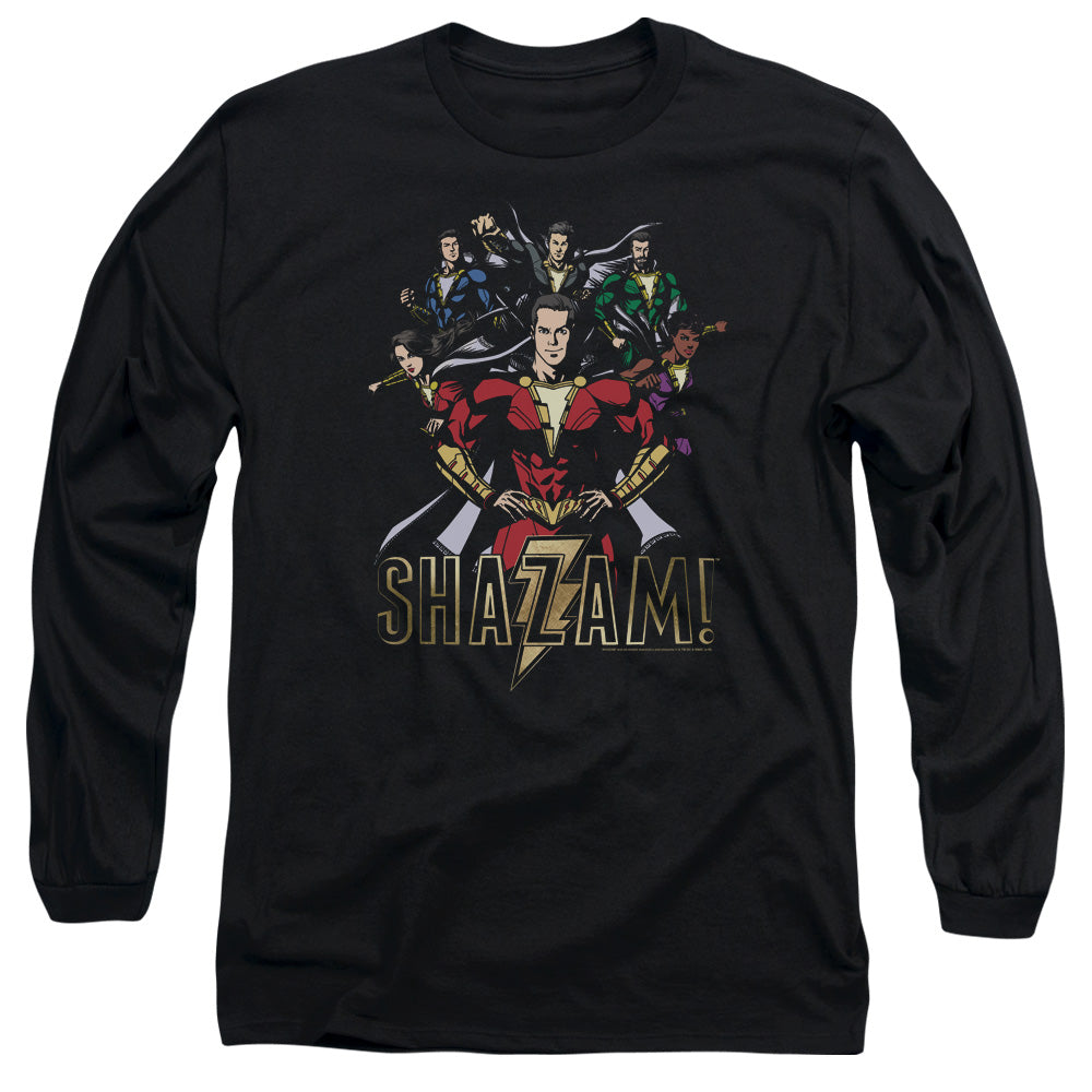 Shazam Movie Group Of Heroes Mens Long Sleeve Shirt Black Officially Licensed