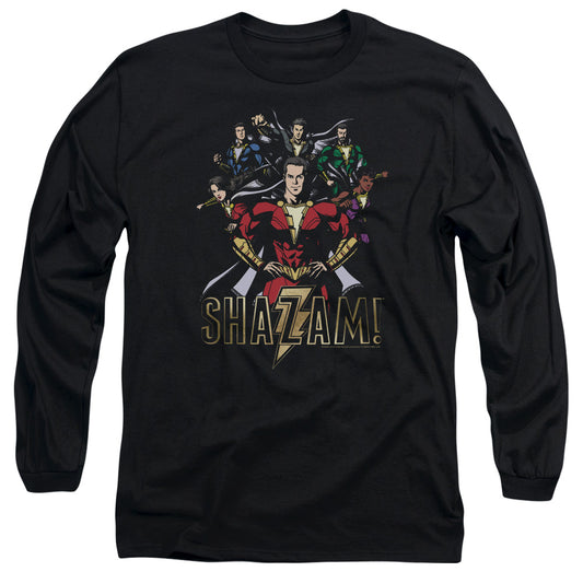 Shazam Movie Group Of Heroes Mens Long Sleeve Shirt Black Officially Licensed