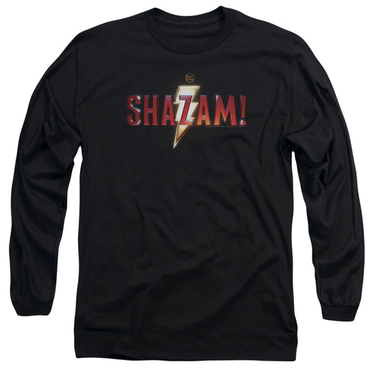 Shazam Movie Shazam Logo Mens Long Sleeve Shirt Black Officially Licensed