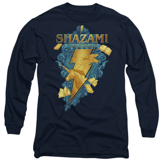 Shazam! Fury Of The Gods Big Blue Seal Mens Long Sleeve Shirt Navy Officially Licensed
