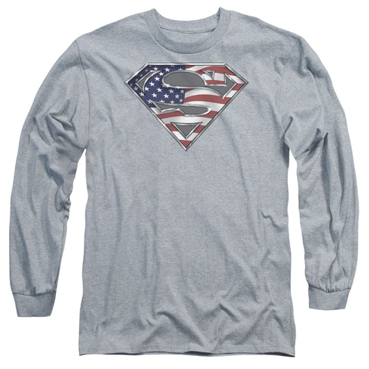 Superman All Mens Long Sleeve Shirt Athletic Heather Officially Licensed