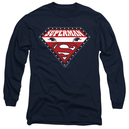 Superman Superman For President Mens Long Sleeve Shirt Navy Officially Licensed