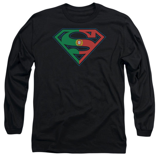 Superman Portugal Shield Mens Long Sleeve Shirt Black Officially Licensed