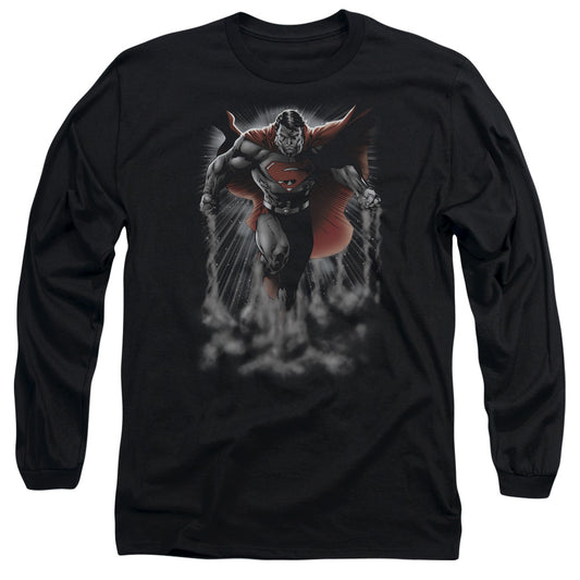 Superman Above The Clouds Mens Long Sleeve Shirt Black Officially Licensed