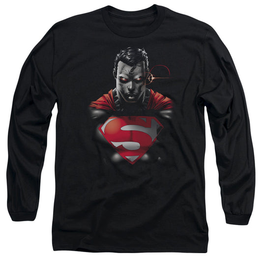 Superman Heat Vision Charged Mens Long Sleeve Shirt Black Officially Licensed