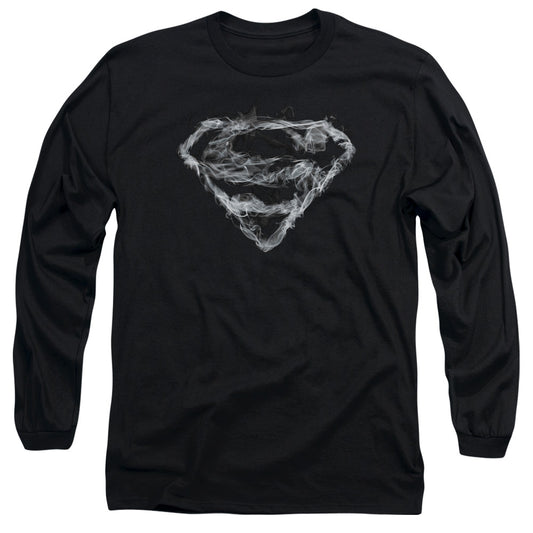 Superman Smoking Shield Mens Long Sleeve Shirt Black Officially Licensed