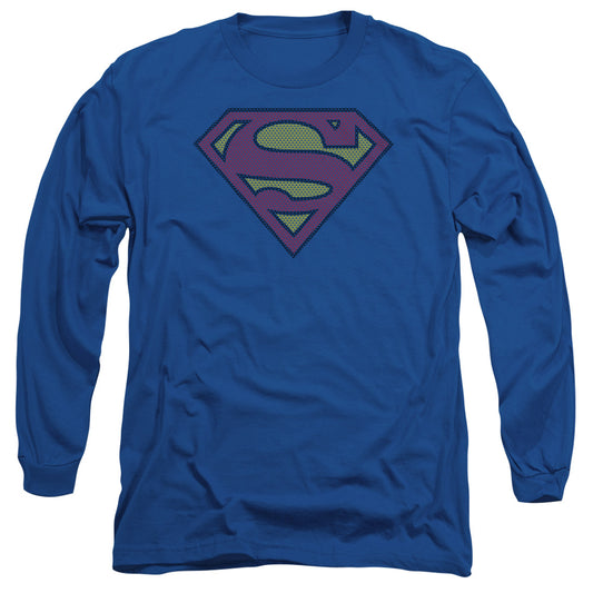 Superman Little Logos Mens Long Sleeve Shirt Royal Officially Licensed