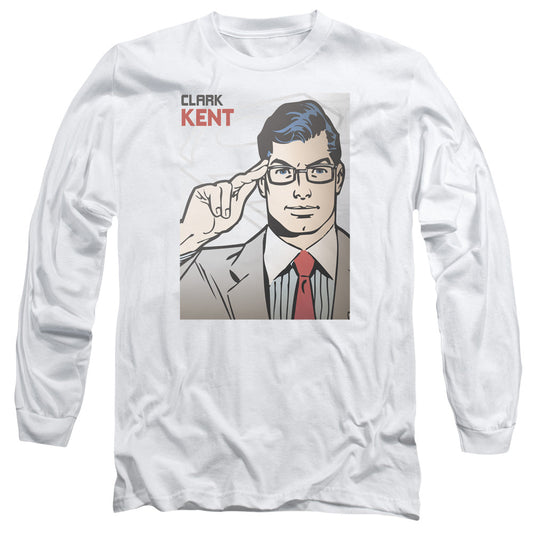 Superman(Dc) Clark Kent Cover Mens Long Sleeve Shirt White Officially Licensed