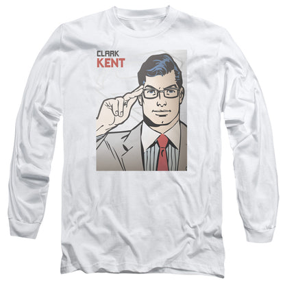 Superman(Dc) Clark Kent Cover Mens Long Sleeve Shirt White Officially Licensed