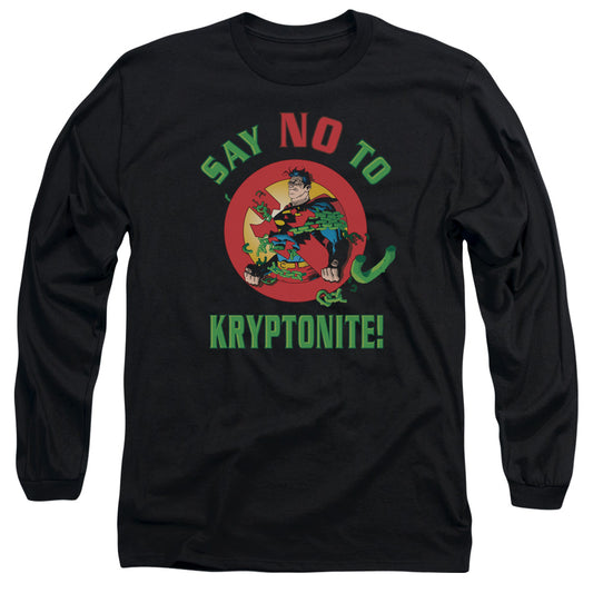 Superman Say No To Kryptonite Mens Long Sleeve Shirt Black Officially Licensed
