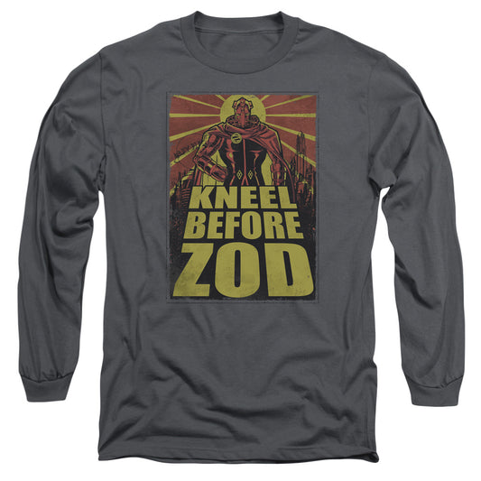 Superman Zod Poster Mens Long Sleeve Shirt Charcoal Officially Licensed