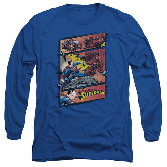 Superman Superman Vs Zod Mens Long Sleeve Shirt Royal Officially Licensed