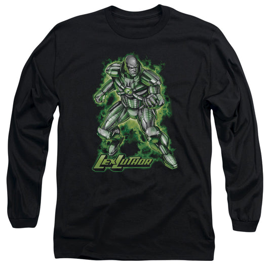 Superman Kryptonite Powered Mens Long Sleeve Shirt Black Officially Licensed