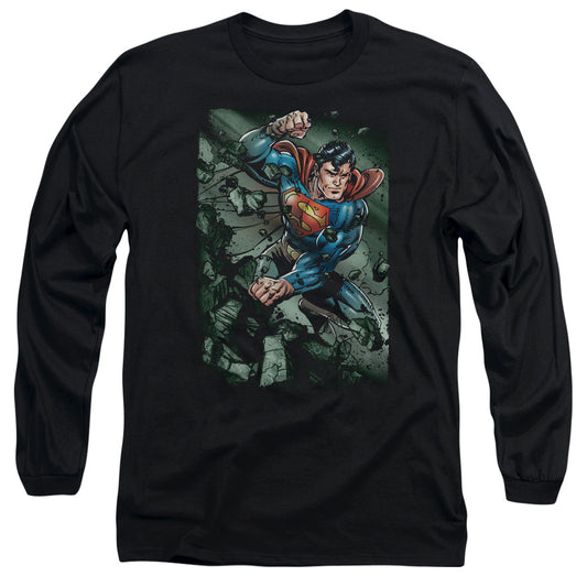 Superman Indestructible Mens Long Sleeve Shirt Black Officially Licensed