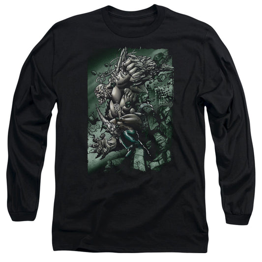 Superman Doomsday Destruction Mens Long Sleeve Shirt Black Officially Licensed