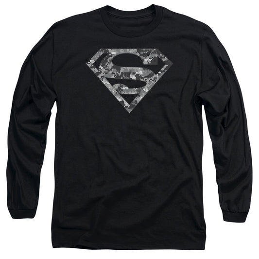 Superman Urban Camo Shield Mens Long Sleeve Shirt Black Officially Licensed