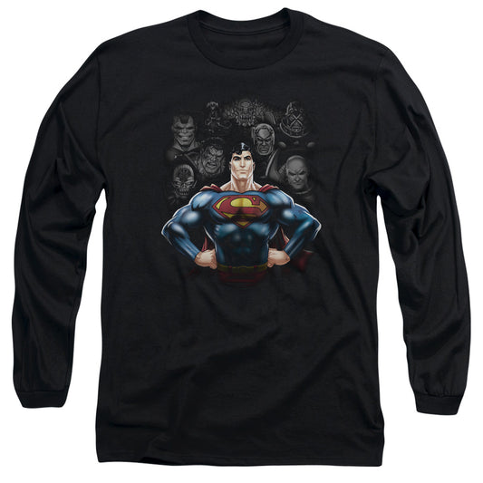 Superman Villains Mens Long Sleeve Shirt Black Officially Licensed