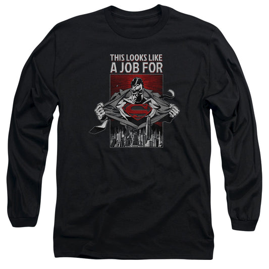 Superman Watchful Eye Mens Long Sleeve Shirt Black Officially Licensed