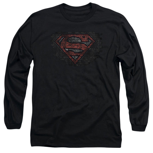 Superman Brick S Mens Long Sleeve Shirt Black Officially Licensed