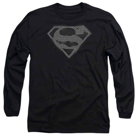Superman Chainmail Mens Long Sleeve Shirt Black Officially Licensed