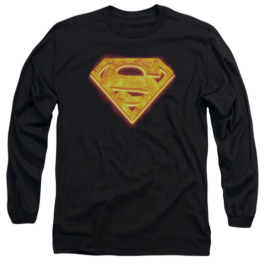 Superman Hot Steel Shield Mens Long Sleeve Shirt Black Officially Licensed