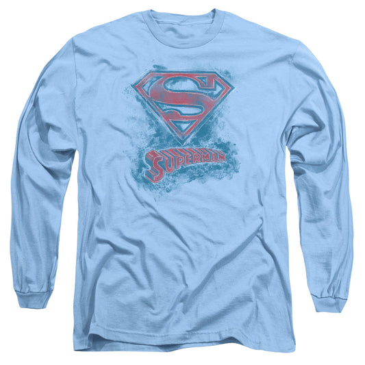 Superman Its Sketchy Mens Long Sleeve Shirt Carolina Blue Officially Licensed