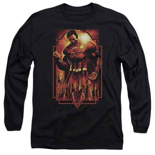 Superman Metropolis Deco Mens Long Sleeve Shirt Black Officially Licensed