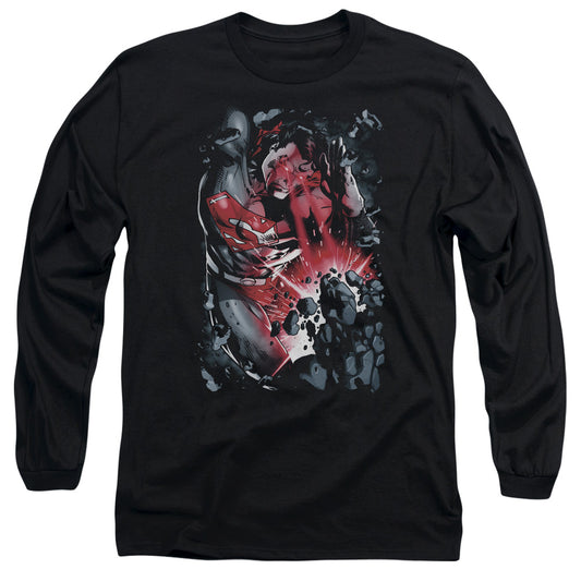 Superman Heat Blast Mens Long Sleeve Shirt Black Officially Licensed