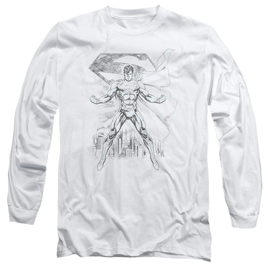 Superman Super Sketch Mens Long Sleeve Shirt White Officially Licensed