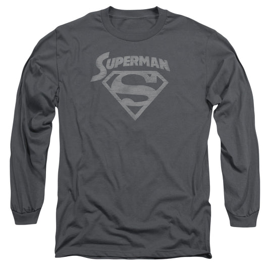 Superman Super Arch Mens Long Sleeve Shirt Charcoal Officially Licensed
