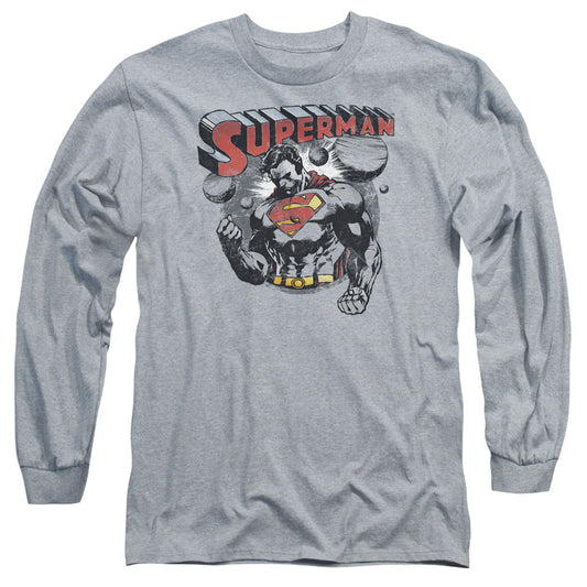 Superman Super Ko Mens Long Sleeve Shirt Athletic Heather Officially Licensed