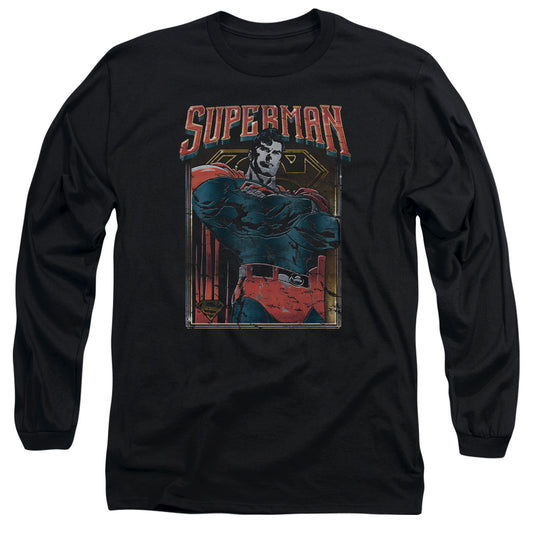 Superman Head Bang Mens Long Sleeve Shirt Black Officially Licensed