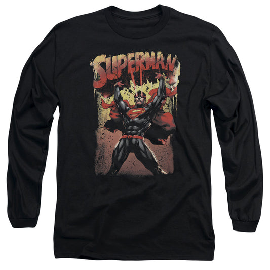 Superman Lift Up Mens Long Sleeve Shirt Black Officially Licensed