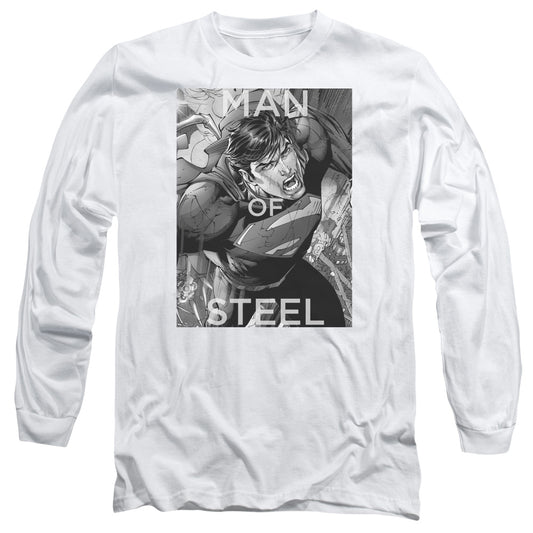 Superman Flight Of Steel Mens Long Sleeve Shirt White Officially Licensed