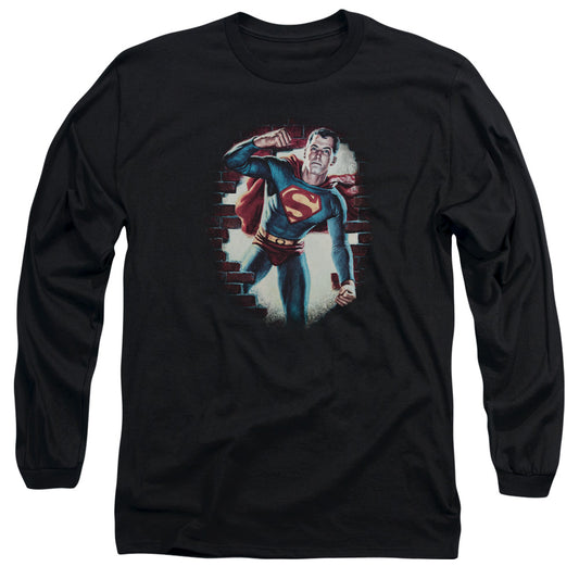 Superman Vintage Steel Mens Long Sleeve Shirt Black Officially Licensed