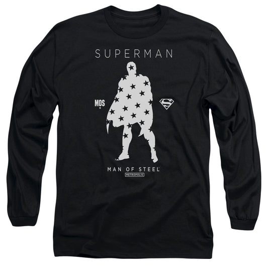 Superman Star Silhouette Mens Long Sleeve Shirt Black Officially Licensed