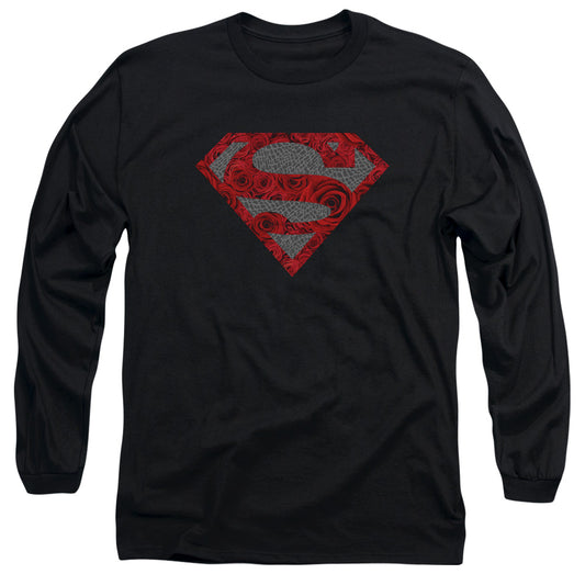 Superman Elephant Rose Shield Mens Long Sleeve Shirt Black Officially Licensed