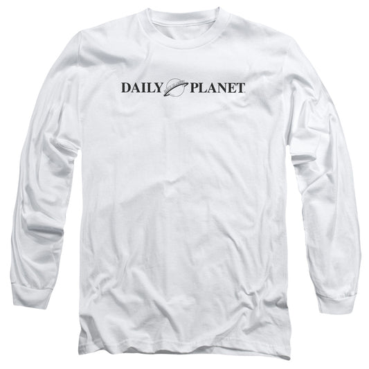 Superman Daily Planet Logo Mens Long Sleeve Shirt White Officially Licensed