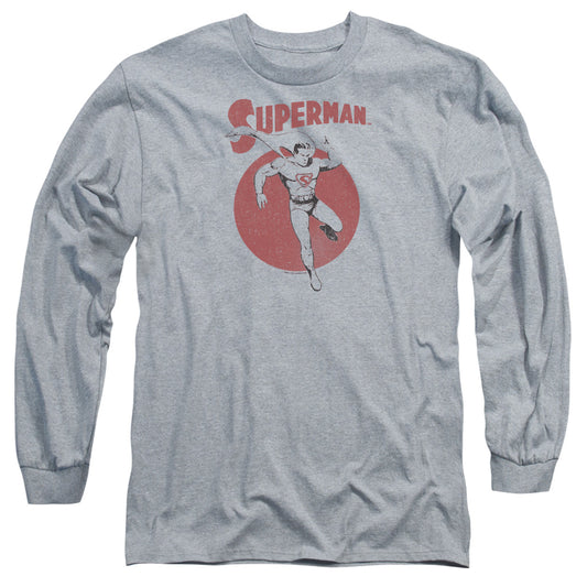 Superman Vintage Sphere Mens Long Sleeve Shirt Athletic Heather Officially Licensed