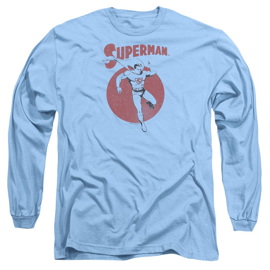 Superman Vintage Sphere Mens Long Sleeve Shirt Carolina Blue Officially Licensed