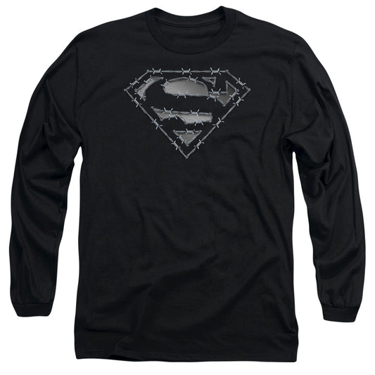 Superman Barbed Wire Mens Long Sleeve Shirt Black Officially Licensed